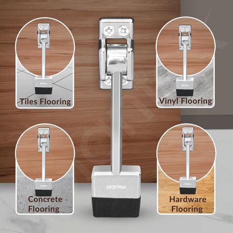 Plantex Gate Stopper with Rubber Grip (Silver Chrome, 5 Inch)