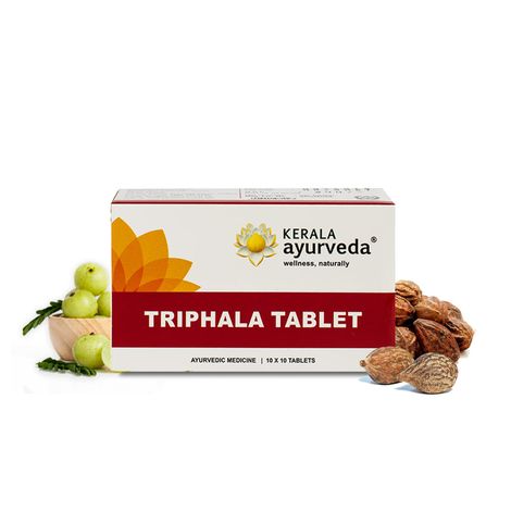 Kerala Ayurveda Triphala Tablets 100 Tabs Reliefs Constipation, Boost Metabolism & Gut Health