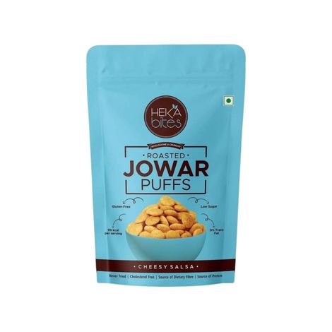 Heka Bites Roasted Jowar Puffs Cheesy Salsa - Low Calorie & Healthy Snacks