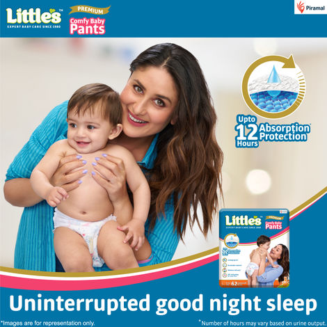 Littles Expert Baby Care Comfy Baby Diapers | Pant Style | L | 62 pcs
