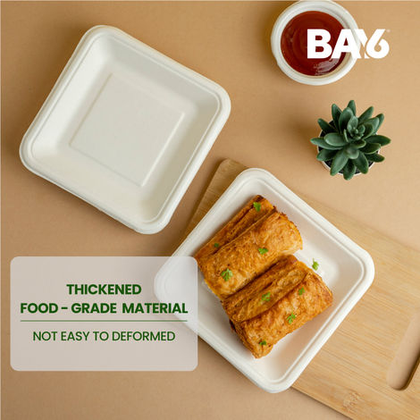 BAY6 Square Disposable Plate - 6 Inch - Pack Of 20