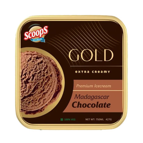 Scoops Madagascar Chocolate Gold Ice Cream Tub