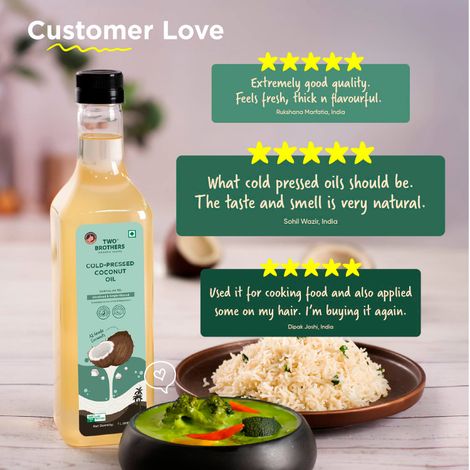 Two Brothers Coconut Wood Pressed Oil Single-filtered | Plastic bottle