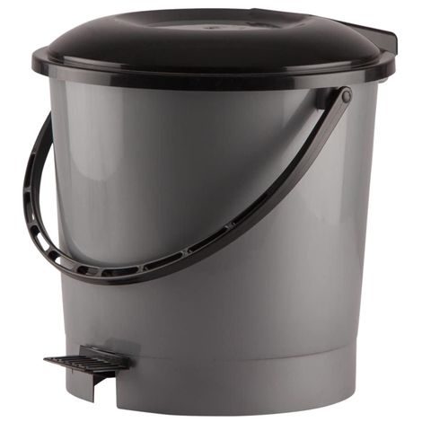Kuber Industries Multiuses Plastic Pedal Dustbin | Trash Can With Handle | 7 Litre | Grey