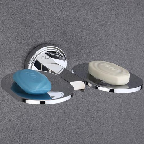GLOXY Double Soap Holder for Bathroom Rust Proof Soap Stand Bathroom Accessories SS202