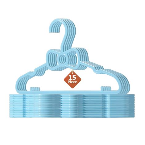 Kuber Industries 15 Pcs Small Baby Hangers for Clothes Hanging for Wardrobe | Sky Blue