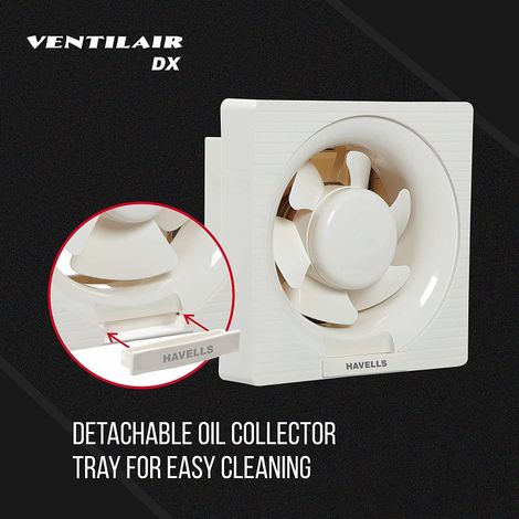Havells Ventil Air Dx Exhaust Fan, 150mm, Cut Out Size: 6.8X6.8 Square Inches, White