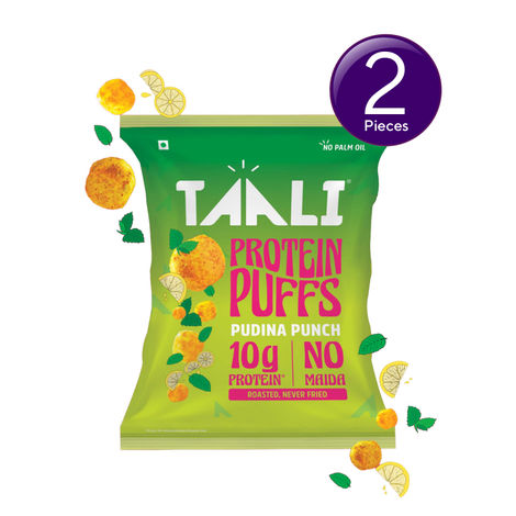 Taali Roasted Protein Puffs | Pudina Punch | Protein Rich , No Maida, No Palm Oil | Cheeseballs 2.0 Combo 