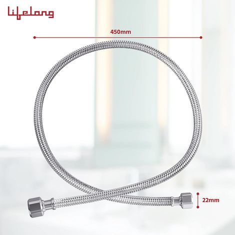 Lifelong LLBACP01, 304 Grade Braided Stainless Steel Connection Geyser Pipe - 18 Inches
