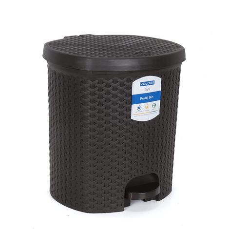 Kolorr Magnum Royal Premium Plastic Step-On Pedal Dustbin For - 14 Litre Large (Dark Brown)
