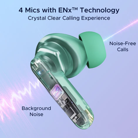 boAt Airdopes 191 ANC, 32dB ANC, Ambient Mode, 60HRS Battery, 4Mics ENx, in-Ear Detection, IWP Tech, Fast Charge, v5.3 Bluetooth Earbuds, TWS Ear Buds Wireless Earphones with mic (Pellucid Green)