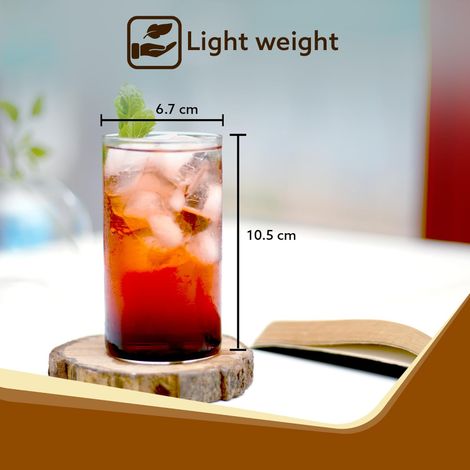 Agaro Elite Borosilicate Glass Tumbler | Serves Water - Cold Drinks - Juice - Milk - Pack of 6 | 300 ml