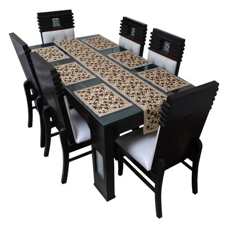 Dream Care PVC Printed Table Mat with Table Runner for Dining Table 6 Seater