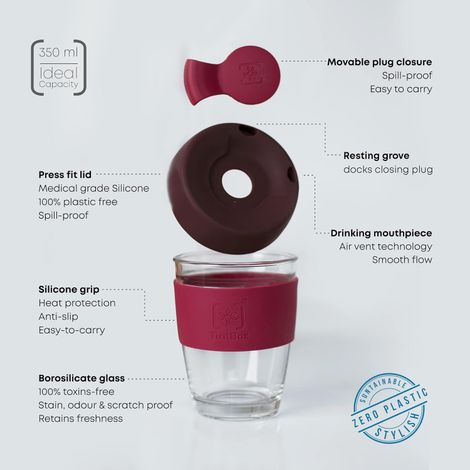 Tintcup | Borosilicate Glass Brew Cup With Silicone Grip & Lid | 350 ml - Dashing Blue