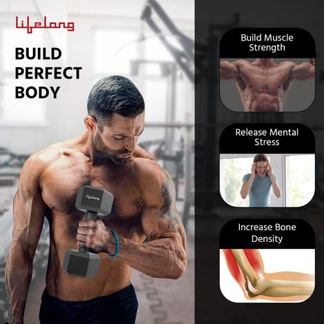 Lifelong Pvc Hex Dumbbells 2Kg (1Kg x 2) For Home Gym Equipment Fitness Barbell (Pack Of 2)