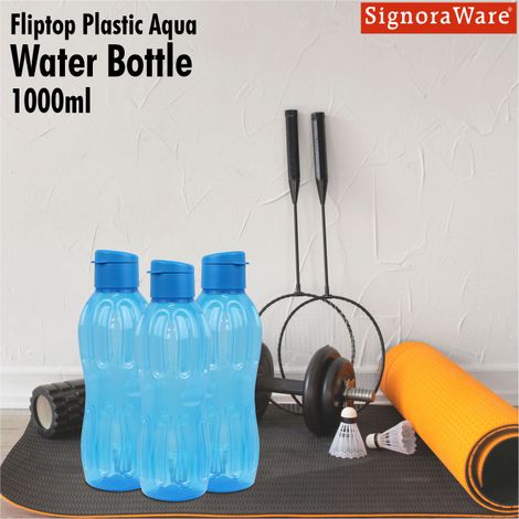 Flip Top Aqua Fresh Bottle 1 Ltr Blue