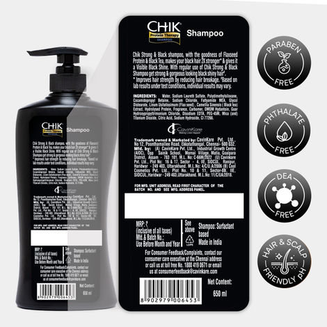 Chik Protein Therapy Shampoo| For Strong & Black Hair | With The Goodness Of Black Tea, and Flax Seeds