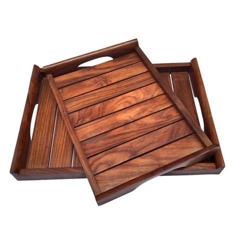 Femora Mango Wooden Rectangular Serving Tray | 2 pcs Set