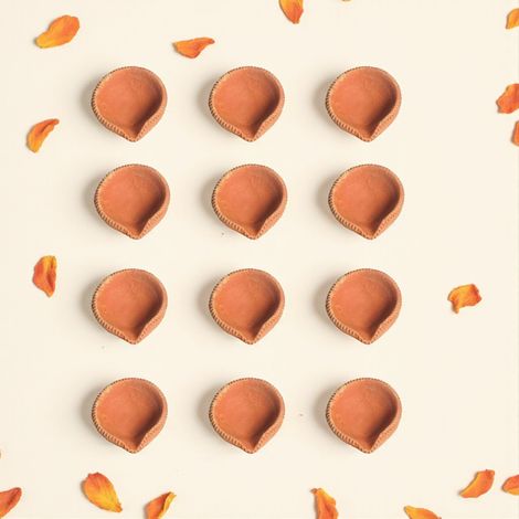 Eco Friendly Mitti Diya | Brown | Clay Diya | Pack Of 12 | Mangal Bhawan