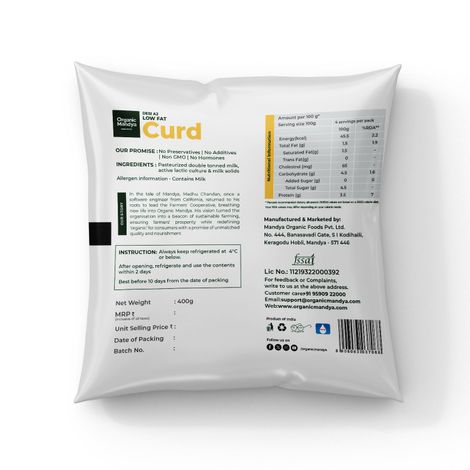 Organic Mandya Desi A2 Low Fat Curd
