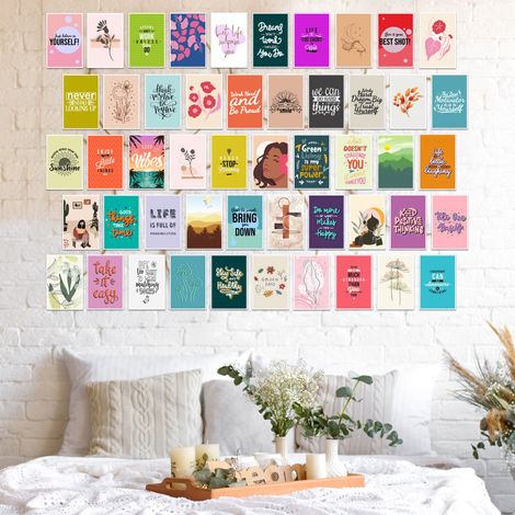 Paper Plane Design Women Empowerment Wall Posters Collage Pack of 50 (4 Inch X 6 Inch) D19