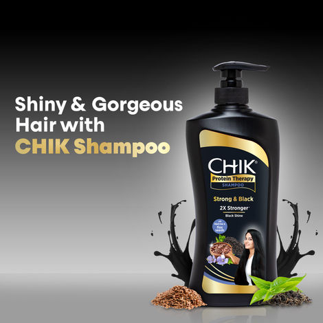 Chik Protein Therapy Shampoo| For Strong & Black Hair | With The Goodness Of Black Tea, and Flax Seeds