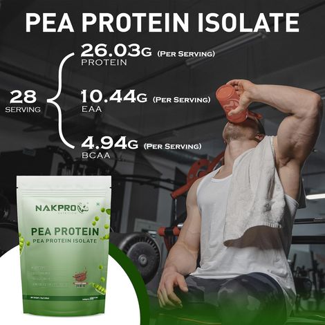 Nakpro 100% Pea Protein Isolate Chocolate - 26G Protein 4.9G Bcaa