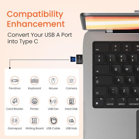 Portronics Bridge X USB 3.0 Type C Female to USB Male OTG Adapter, 5Gbps High Speed Data Transfer, Fast Charging, Compatible with Laptops, Tablets, Smartphone, Chargers and More Devices - Black