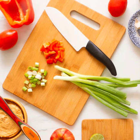 Bulfyss Large Natural Bamboo Wood Chopping Cutting Board for Kitchen Vegetables