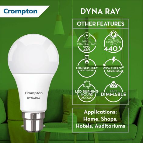 Crompton Dynaray Led Bulb 12w Ww 1star | B22 Base Holder