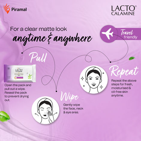 Lacto Calamine Oil Control Wipes With Neem Vitamin B3 | 30 Pulls Per Pacl