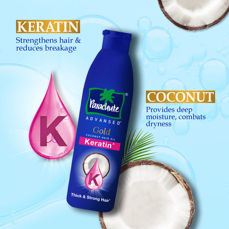 Parachute Advansed Gold Keratin Coconut Hair Oil |Thick & Smooth Hair| No Paraben or Silicone