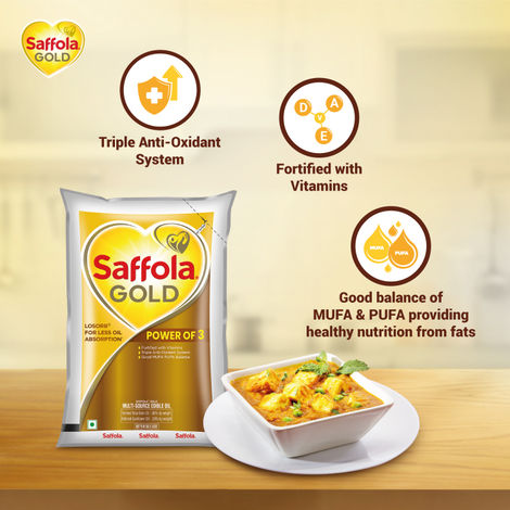 Saffola Gold Oil, Power of 3, Pouch