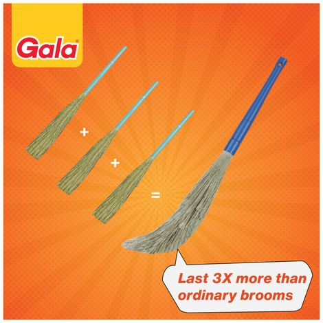 Gala No Dust 90 cm Broom / Jhadu | Plastic, Blue & Brown)