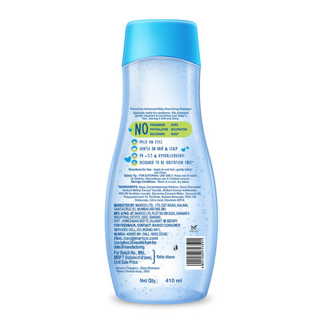 Parachute Advansed Baby Shampoo For Kids Tear Free Tender Coconut Water & Virgin Coconut Oil