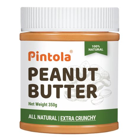 Pintola All Natural Peanut Butter, Extra Crunchy, Unsweetened, 30g Protein, Vegan, Gluten Free