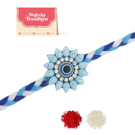 Thread Guardian'S Charm Evil Eye Beaded Thread Rakhi For Brother (Voylla)