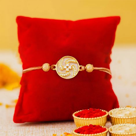 Religious Swastika Designer Rakhi for Brother | Designer Rakhis with Roli Chawal Pack (eCraftIndia)