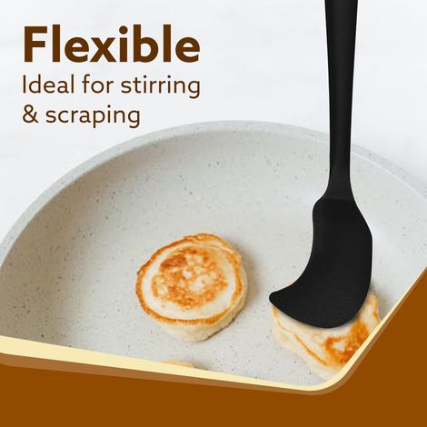 Agaro Delux Silicone Spatula Set of 3, Cooking and Mixing, for Non-Stick Cookware, Black