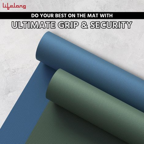 Lifelong Yoga Mat For Women & Men Eva Material 6Mm Anti-Slip With Strap For Gym Workout -Blue