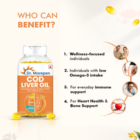 COD Liver Oil Capsule with Omega 3 Help Reduce Joint Pain & Support Heart Health