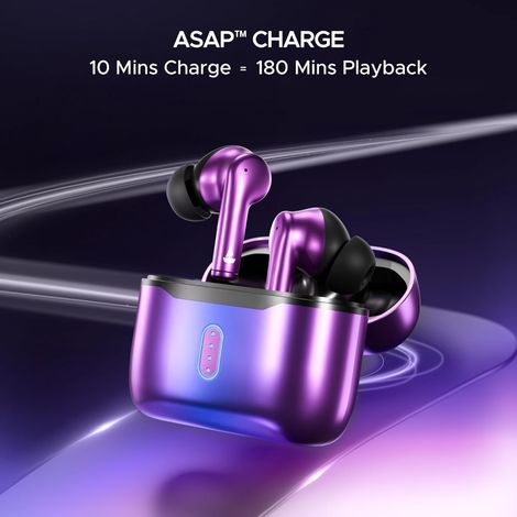 boAt Airdopes 141 Pro TWS Ear Buds with Mic,13mm Drivers, Metallic Finish, 60HRS Battery, 4Mics ENx, Fast Charge, IPX5, v5.3 Bluetooth Earbuds - Galactic Purple