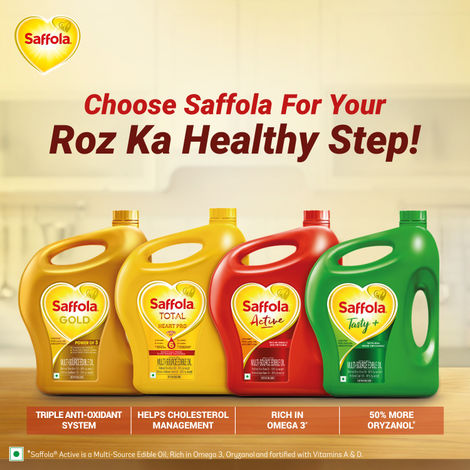 Saffola Active Rice Bran & Soyabean Oil | Rich in Omega 3 & Oryzanol