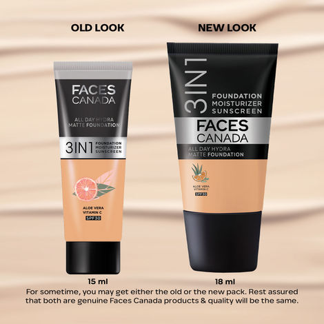 Faces Canada 3in1 All Day Hydra Matte Foundation + Moisturizer + SPF 30 | Absolute Ivory 012