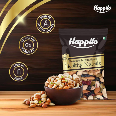 Happilo Premium Healthy Nutmix|Almonds, Cashews, Green Raisins, Pista, Walnuts, Black Raisin