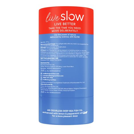 Wellbeing Nutrition Slow Triple Strength Omega-3 Fish Oil, Curcumin Extract For Brain,Joint & Heart