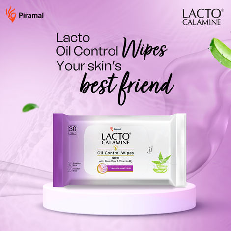 Lacto Calamine Oil Control Wipes With Neem Vitamin B3 | 30 Pulls Per Pacl