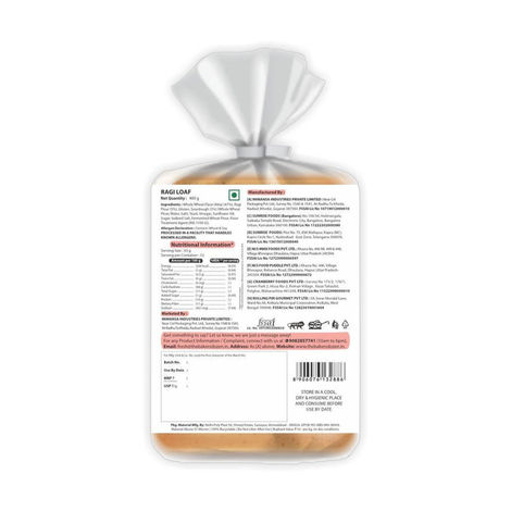 The Baker's Dozen Ragi Bread - Zero Maida No Palm Oil No preservative 100% Wholewheat