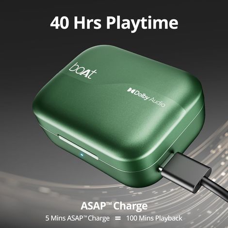 boAt Airdopes 800 TWS Earbuds w/ Dolby Audio, High Fidelity Drivers, 4 Mics ENX Tech & Hearables App(Interstellar Green)