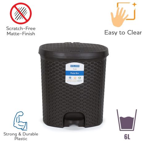 Kolorr Magnum Royal Premium Plastic Step-On Pedal Dustbin For - 14 Litre Large (Dark Brown)